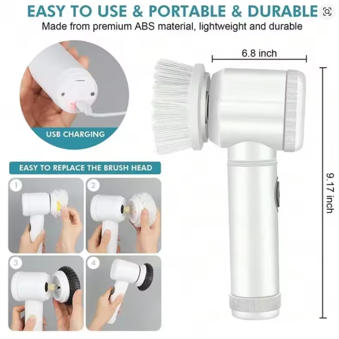 Cepillo Eléctrico de Limpieza | Recargable, Giratorio y Resistente al Agua